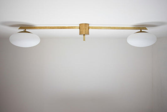 Brass & Opaline Glass Stella Snooker Chrome Lucid Wall or Ceiling Lamp from Design for Macha