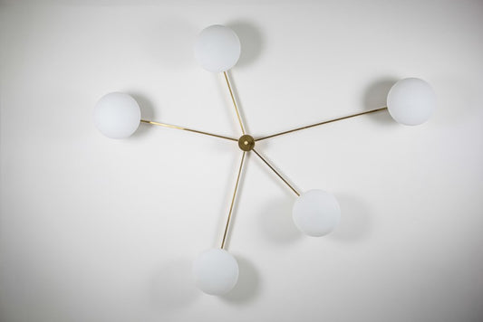 Brass & Opaline Glass Stella Starfish Chrome Lucid Ceiling or Wall Lamp from Design for Macha