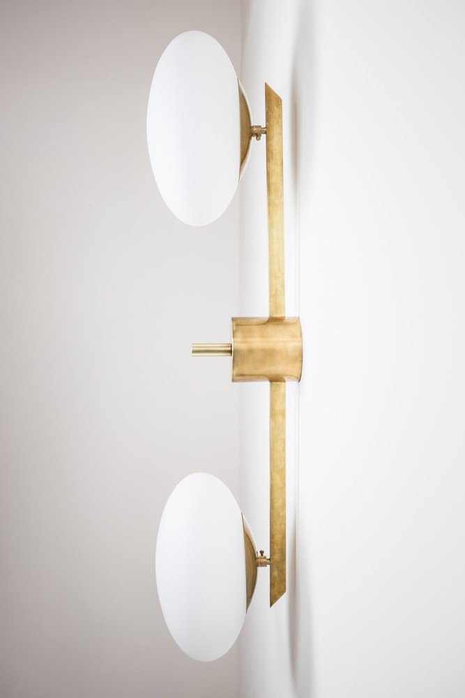 Brass & Opaline Glass Stella Toi & Moi Chrome Lucid Ceiling or Wall Lamp from Design for Macha