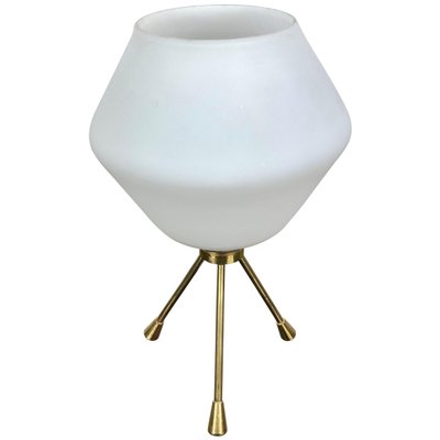 Brass & Opaline Glass Tripod Table Lamp, Italy, 1960s-LYQ-1171471