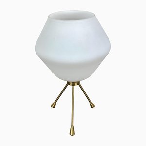 Brass & Opaline Glass Tripod Table Lamp, Italy, 1960s-LYQ-1171471