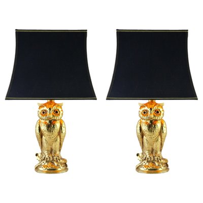 Brass Owl Table Lamps from Loevsky & Loevsky, 1960s, Set of 2-MJY-1148871