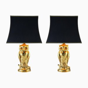 Brass Owl Table Lamps from Loevsky & Loevsky, 1960s, Set of 2-MJY-1148871