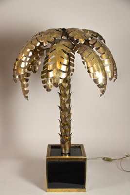 Brass Palm Tree Table Lamps from Maison Jansen, France, 1970s, Set of 2-TQA-1321994