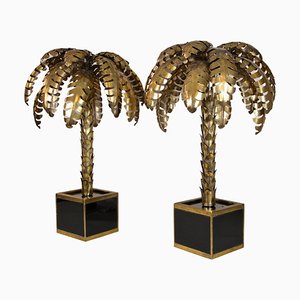 Brass Palm Tree Table Lamps from Maison Jansen, France, 1970s, Set of 2-TQA-1321994