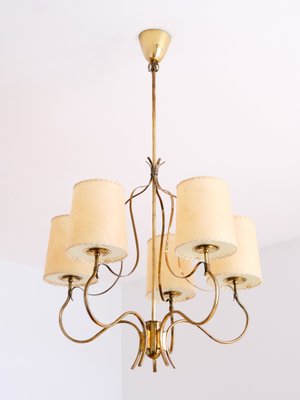 Brass & Parchment Model 9001 Chandelier by Paavo Tynell for Oy Taito Ab, Finland, 1940s-FMT-1141646