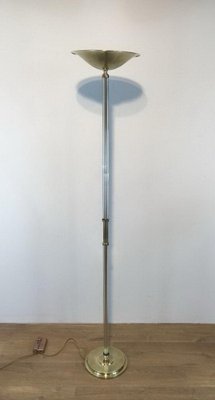 Brass Parquet Acrylic Glass Floor Lamp, 1970s-BA-1365781