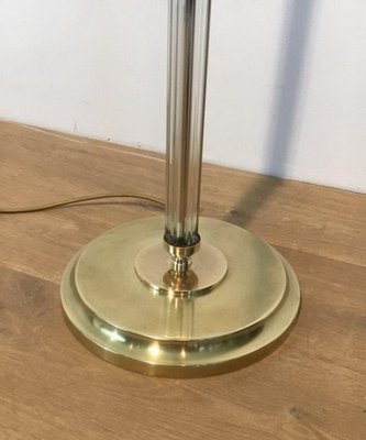 Brass Parquet Acrylic Glass Floor Lamp, 1970s-BA-1365781