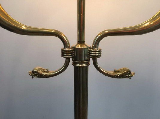 Brass Parquet Floor Lamp from Jansen House, 1940s-BA-1365776