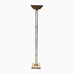 Brass Parquet Floor Lamp on Travertine Base, 1970s-BA-1706064