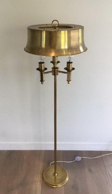 Brass Parquet Lamp with Brass Lampshade attributed to Maison Charles