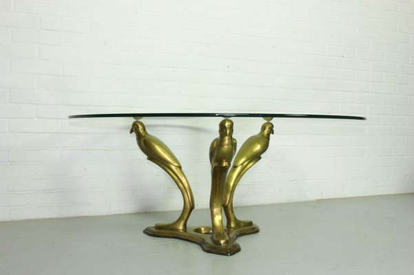 Brass Parrot Coffee Table in the Style of Willy Daro, Belgium, 1970s-ZA-982770