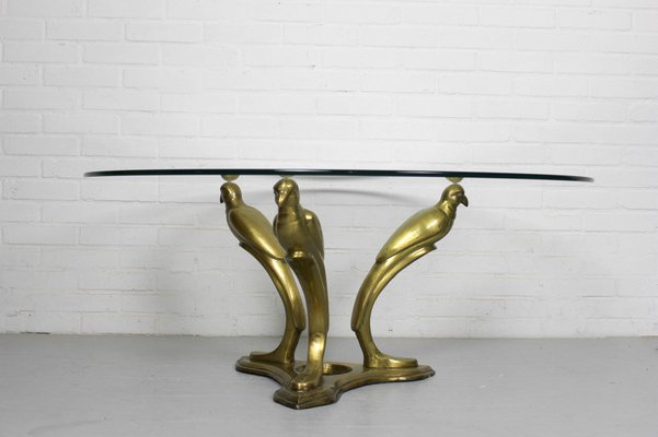 Brass Parrot Coffee Table in the Style of Willy Daro, Belgium, 1970s-ZA-982770