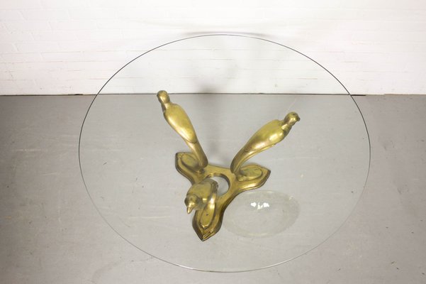 Brass Parrot Coffee Table in the Style of Willy Daro, Belgium, 1970s-ZA-982770