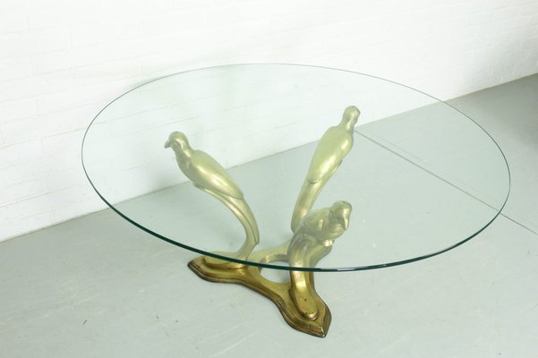 Brass Parrot Coffee Table in the Style of Willy Daro, Belgium, 1970s-ZA-982770