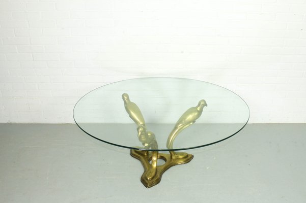 Brass Parrot Coffee Table in the Style of Willy Daro, Belgium, 1970s-ZA-982770