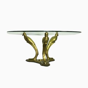 Brass Parrot Coffee Table in the Style of Willy Daro, Belgium, 1970s-ZA-982770