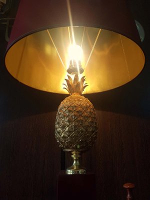 Brass Pineapple Table Lamp, 1970s-POM-1077123