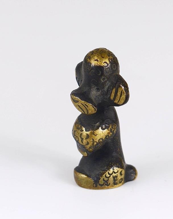 Brass Poodle Lucky Charm Figurine by Walter Bosse for Hertha Baller, Austria, 1950s