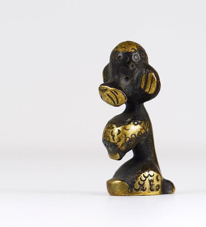 Brass Poodle Lucky Charm Figurine by Walter Bosse for Hertha Baller, Austria, 1950s