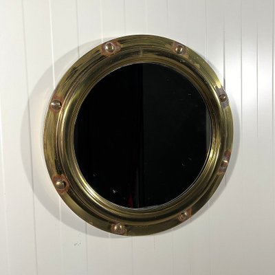 Brass Porthole Wall Mirror from Deutsche Werkstatten, 1950s-TU-2018381