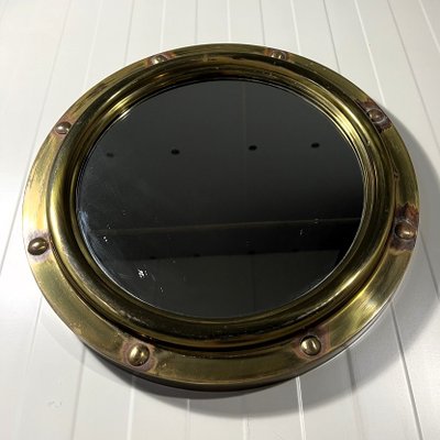 Brass Porthole Wall Mirror from Deutsche Werkstatten, 1950s-TU-2018381