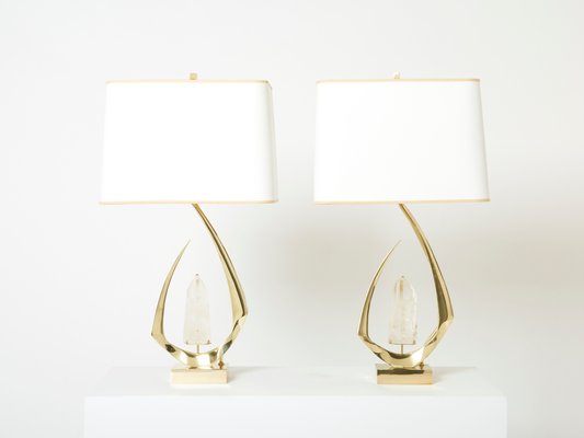 Brass Rock Crystal Table Lamps from Willy Daro, 1970s, Set of 2-YJA-1359892