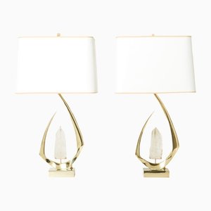 Brass Rock Crystal Table Lamps from Willy Daro, 1970s, Set of 2-YJA-1359892