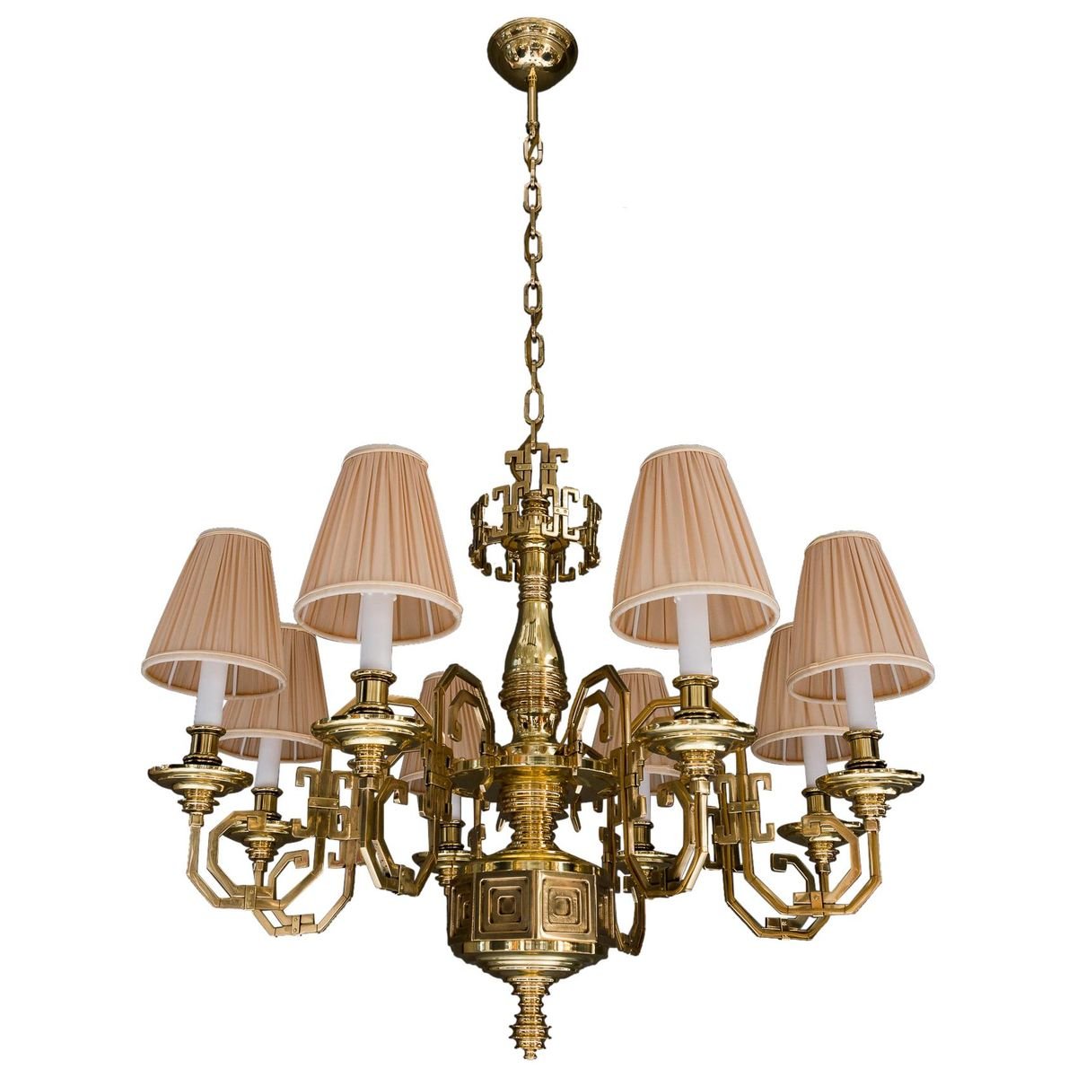 Brass Saloon Chandelier by Gaetano Sciolari, 1920s