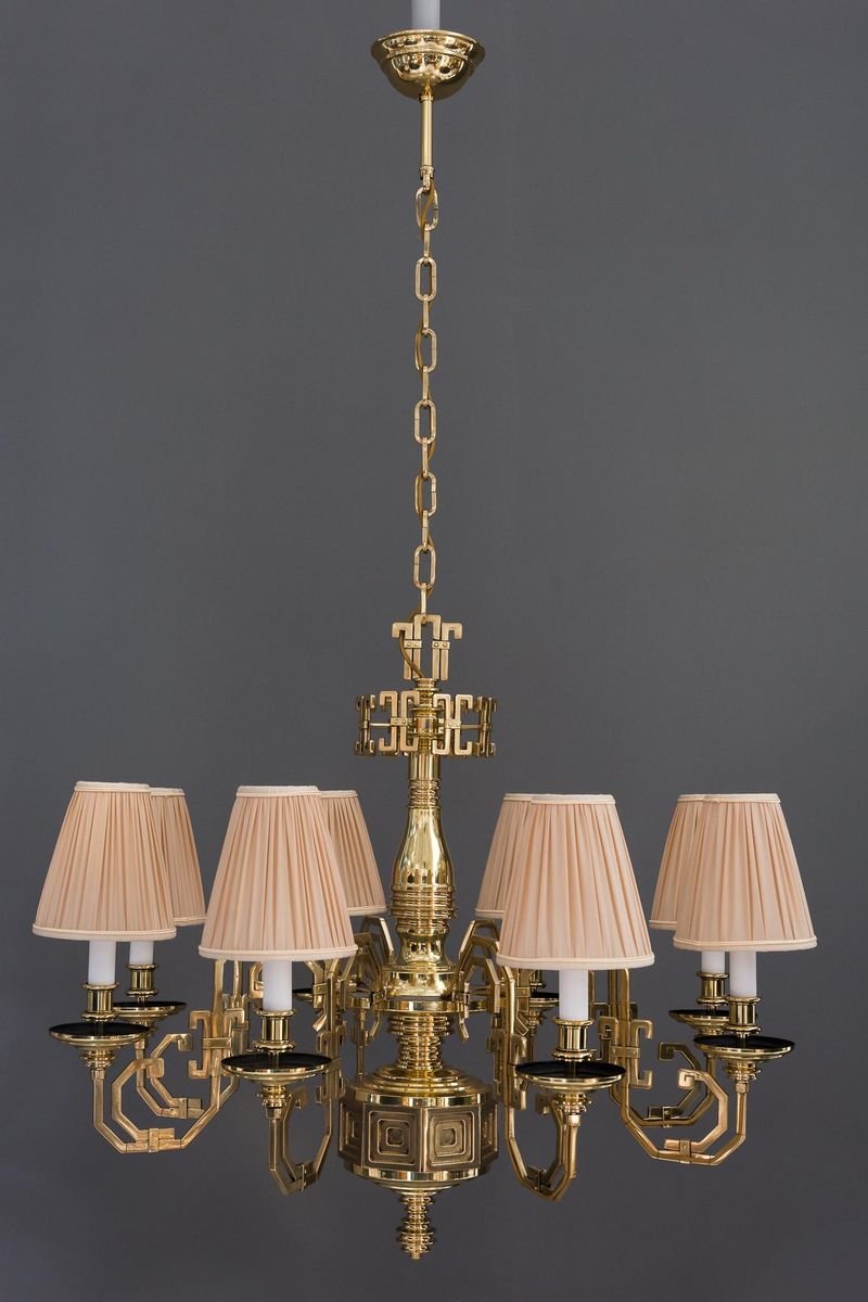 Brass Saloon Chandelier by Gaetano Sciolari, 1920s