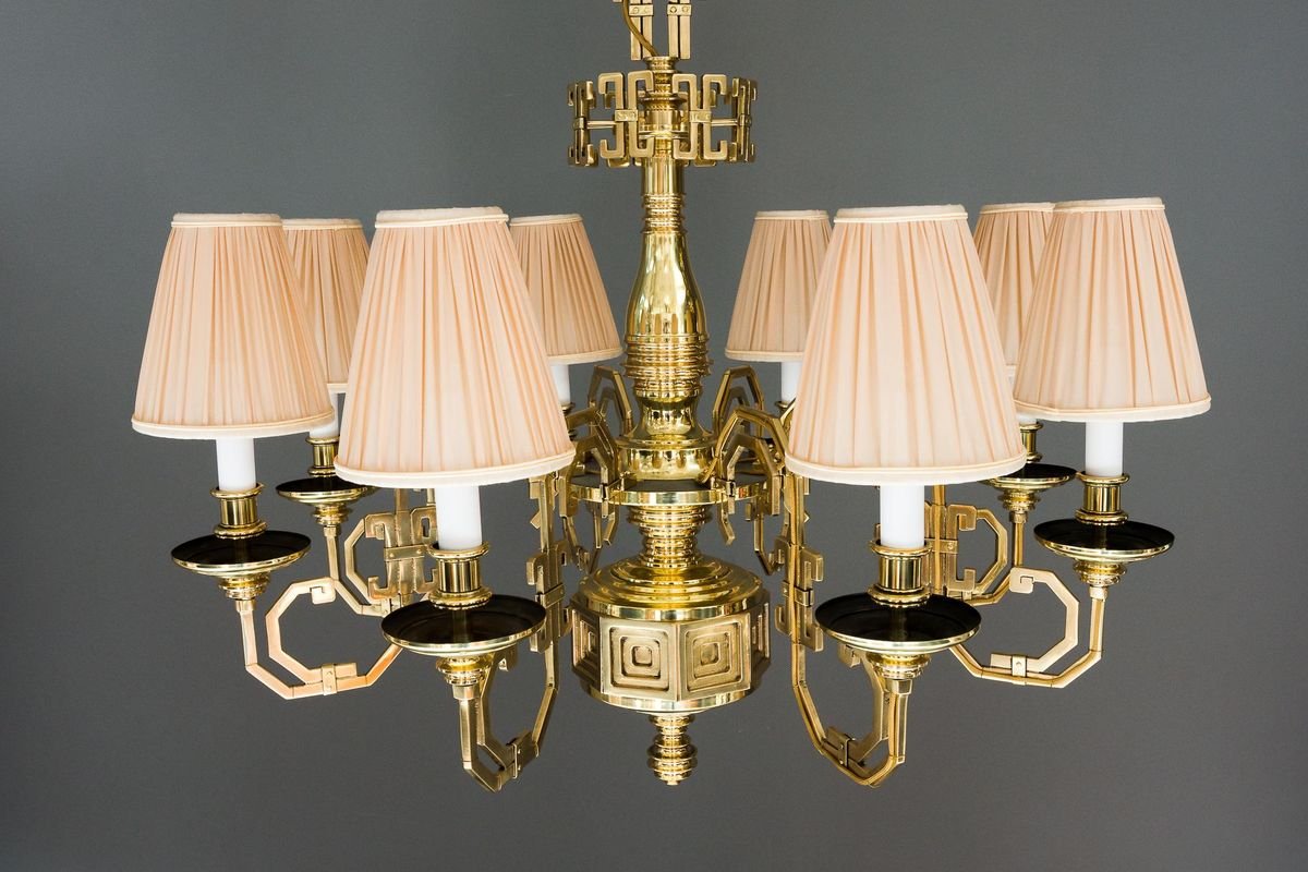 Brass Saloon Chandelier by Gaetano Sciolari, 1920s