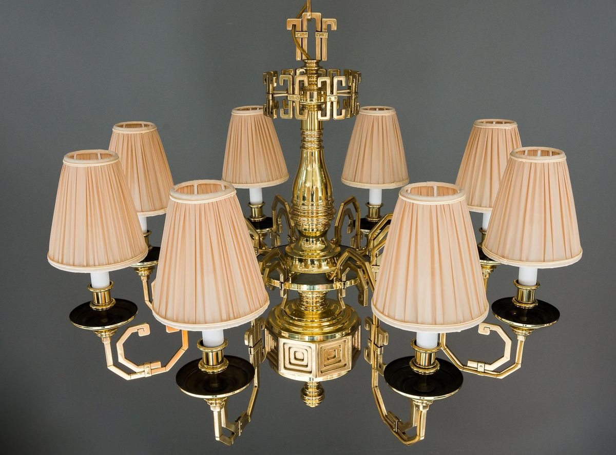 Brass Saloon Chandelier by Gaetano Sciolari, 1920s