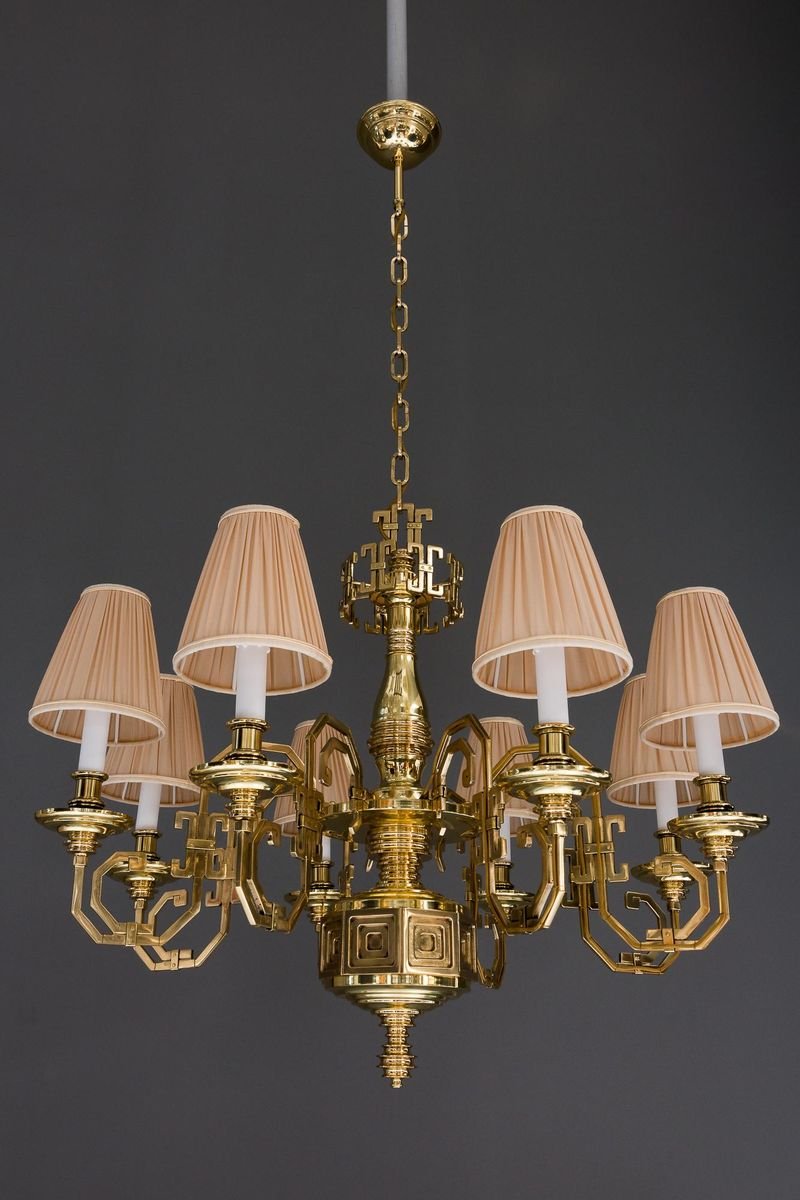 Brass Saloon Chandelier by Gaetano Sciolari, 1920s