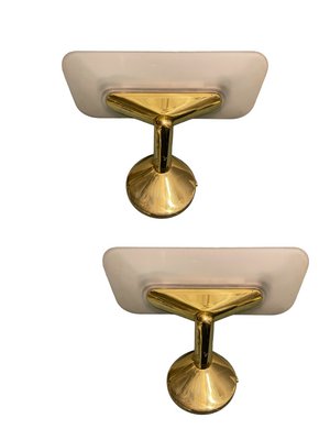 Brass Satinated Glass Sconces, 1980s, Set of 2-JJC-1427760