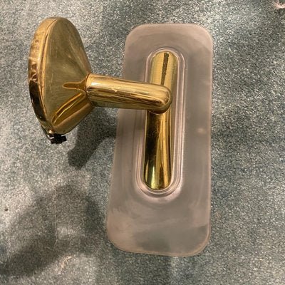 Brass Satinated Glass Sconces, 1980s, Set of 2-JJC-1427760