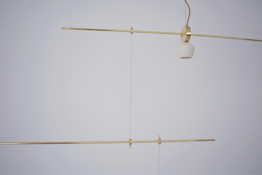 Brass Sculpted Pi Light Suspension by Periclis Frementitis