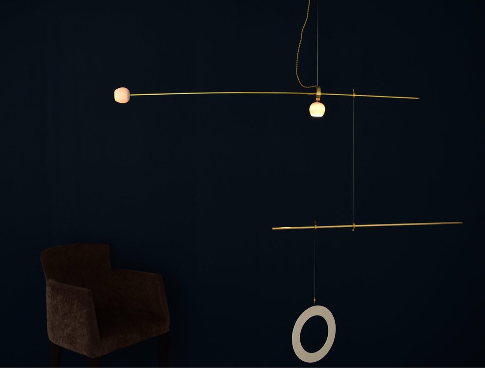 Brass Sculpted Pi Light Suspension by Periclis Frementitis