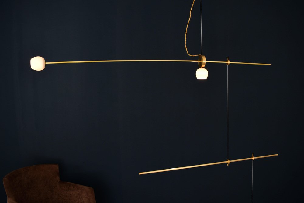 Brass Sculpted Pi Light Suspension by Periclis Frementitis