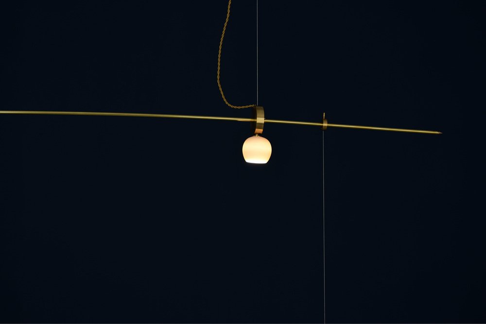 Brass Sculpted Pi Light Suspension by Periclis Frementitis