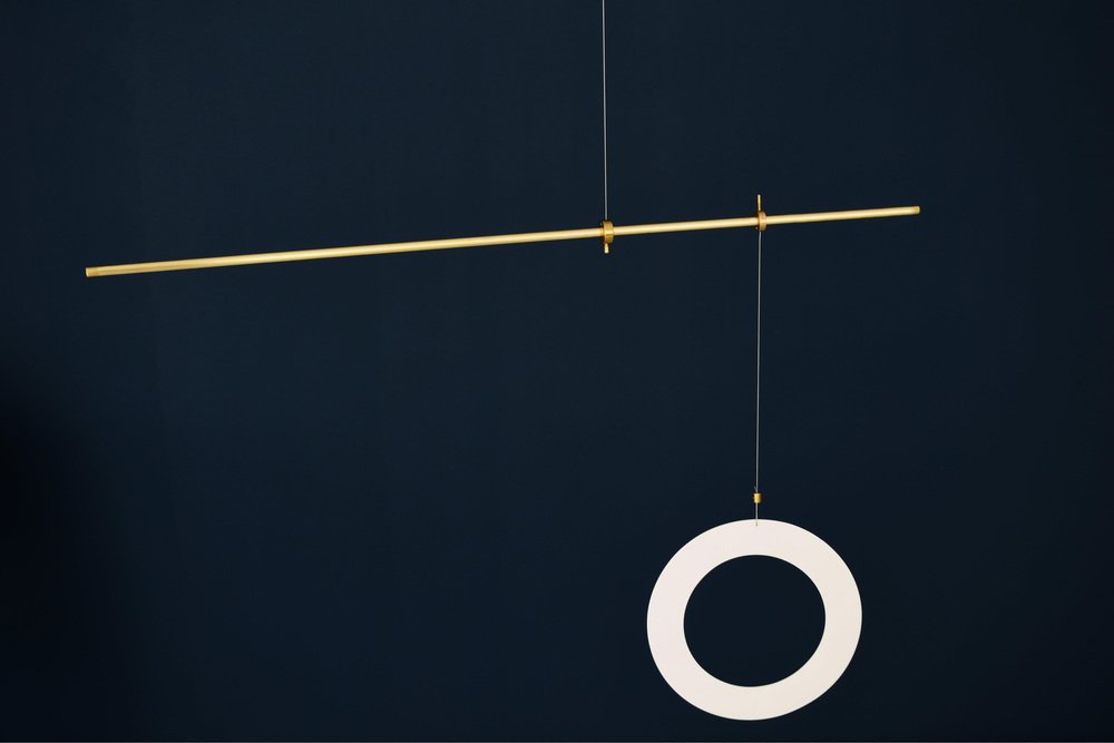 Brass Sculpted Pi Light Suspension by Periclis Frementitis