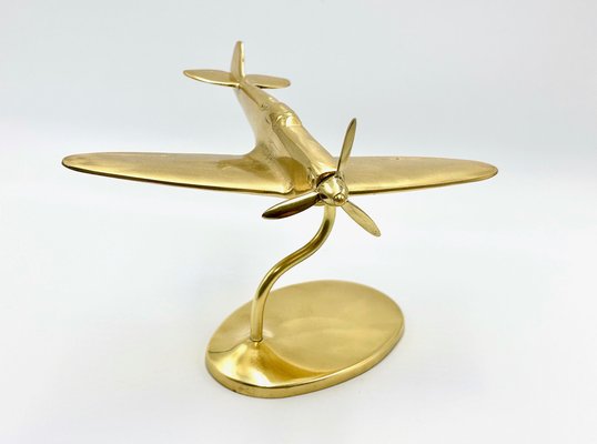 Brass Sculpture of Aeroplane Model, 1960s-ZCY-1726545