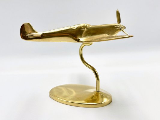 Brass Sculpture of Aeroplane Model, 1960s-ZCY-1726545