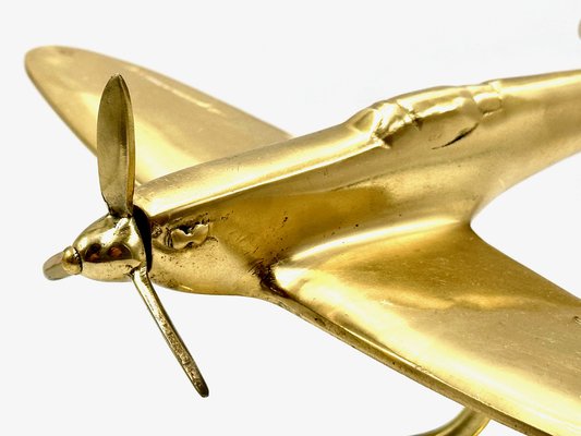 Brass Sculpture of Aeroplane Model, 1960s-ZCY-1726545