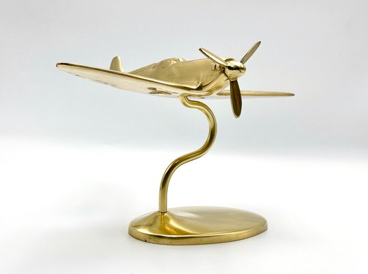 Brass Sculpture of Aeroplane Model, 1960s-ZCY-1726545