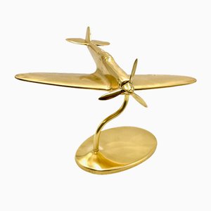 Brass Sculpture of Aeroplane Model, 1960s-ZCY-1726545