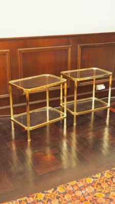 Brass Side Tables, Paris, 1960s, Set of 2-YNQ-1448974