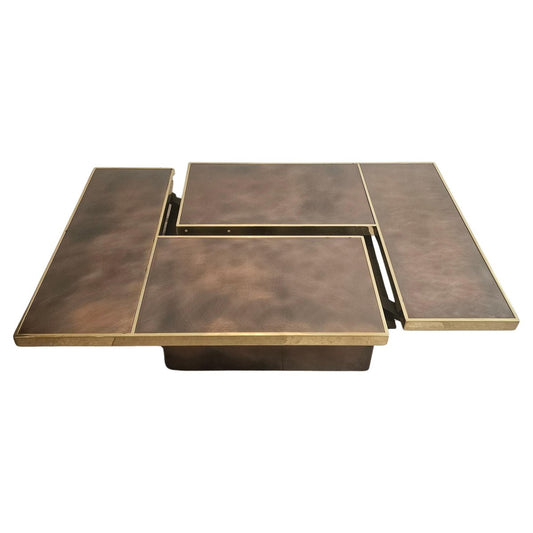 Brass Sliding Coffee Table from Maison Jansen, France, 1980s