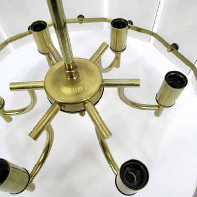 Brass & Smoked Glass Ceiling Lamp, 1970s-BH-946075