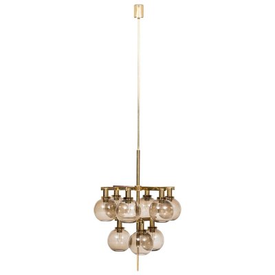 Brass & Smoked Glass Ceiling Lamp by Hans-Agne Jakobsson, 1950s-SC-586853