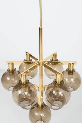 Brass & Smoked Glass Ceiling Lamp by Hans-Agne Jakobsson, 1950s-SC-586853